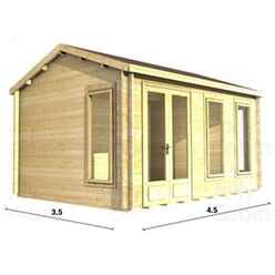 4.5m x 3.5m Log Cabin (2076) - Double Glazing (44mm Wall Thickness)