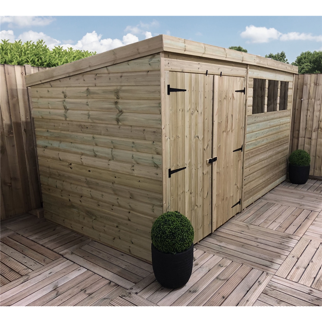 12 x 6 Large Treated Pent Shed