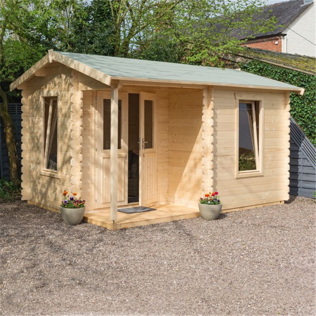 4 2m X 3 3m Home Office Apex Log Cabin 28mm Wall Thickness 14 X 11