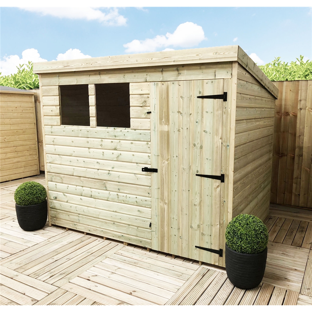 9 X 5 Pressure Treated Tongue And Groove Pent Shed With 2 Windows Single Door Safety Toughened Glass