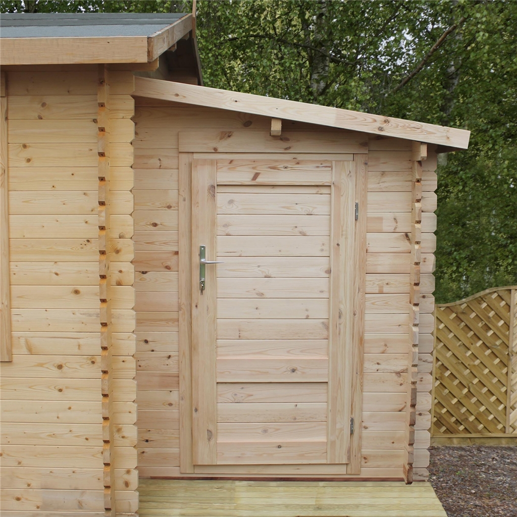 2.24m x 1.62m Log Cabin Side Shed + Free Floor (28mm Tongue and Groove ...