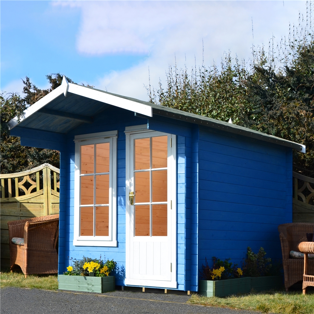 2m x 2m premier apex log cabin with interchangeable door