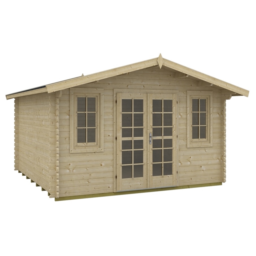 4m X 4m Budget Apex Log Cabin 208 Double Glazing 40mm Wall Thickness