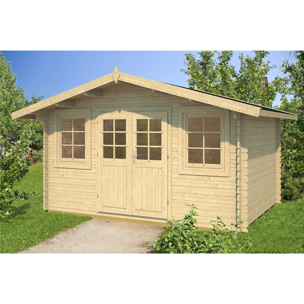 4m X 3m Budget Apex Log Cabin 216 Single Glazing 28mm Wall