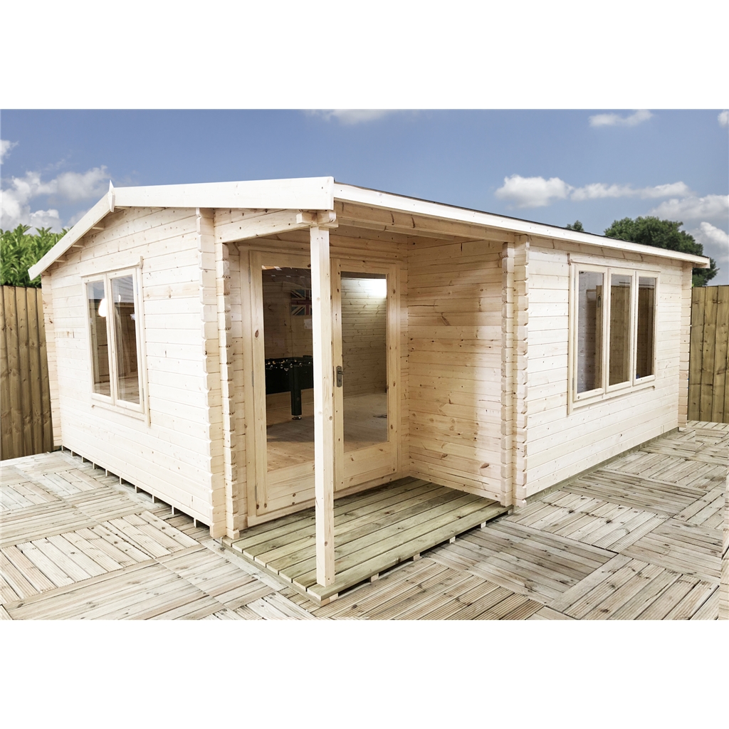 Installed 3 6m X 5m Premier Home Office Apex Log Cabin Single