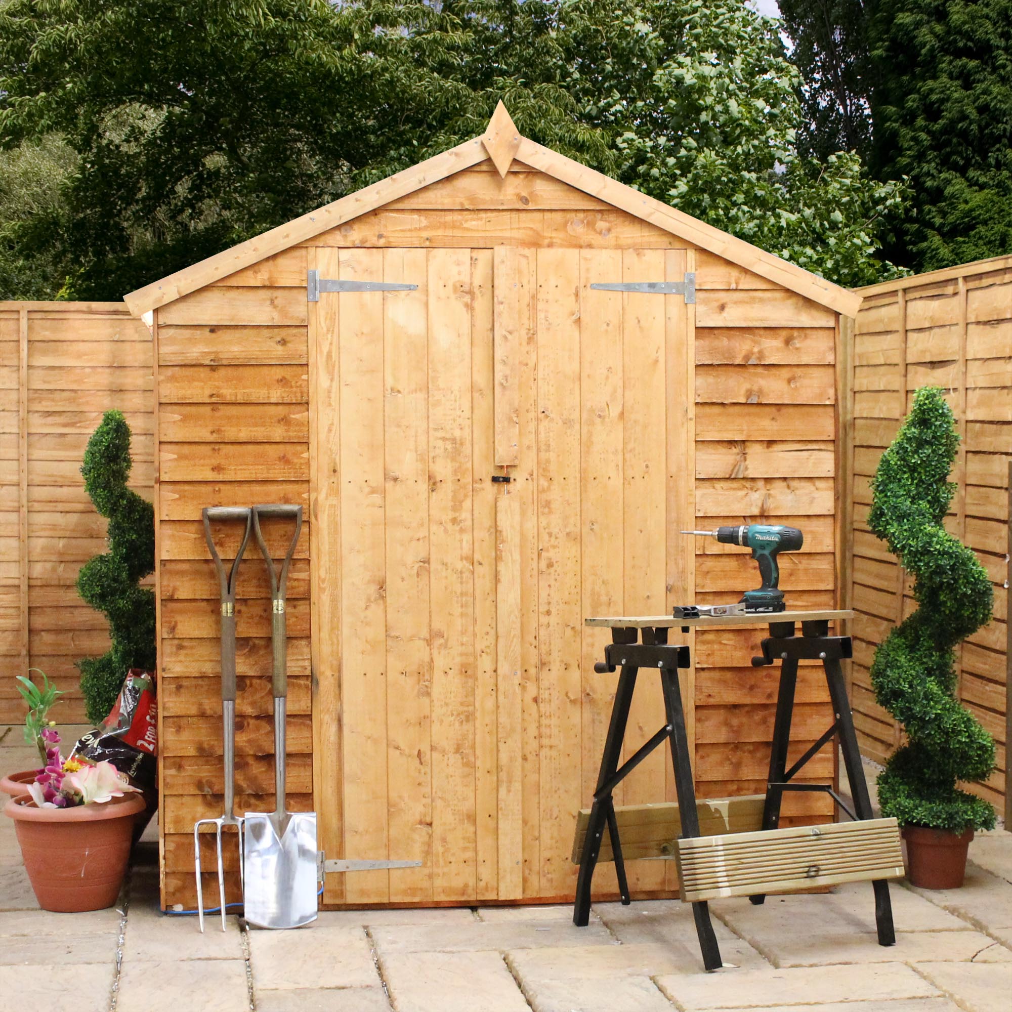 10 X 6 Buckingham Wooden Value Overlap Apex Garden Shed With 4 Windows And Double Doors 10mm Solid Osb Floor 48hr Sat Delivery