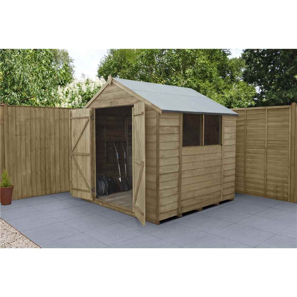 INSTALLED 7ft x 7ft Pressure Treated Overlap Apex Wooden Garden Shed