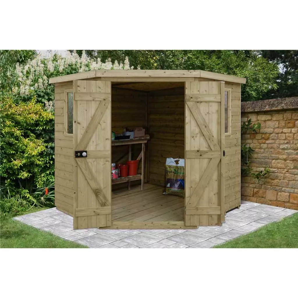 7ft X 7ft Tongue And Groove Pressure Treated Corner Shed 296m X 230m