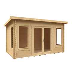 14ft x 8ft (4150mm x 2350mm) Horsforth "The Enfield" 44mm Log Cabin With 4 Opening Windows (19mm Tongue and Groove Floor and Roof)