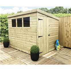 6 X 5 Pressure Treated Tongue And Groove Pent Shed With 3 Windows And Single Door + Safety Toughened Glass