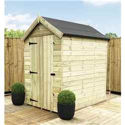 6 X 4 Premier Windowless Pressure Treated Tongue And Groove Apex Shed With Higher Eaves And Ridge Height And Single Door - 12mm Tongue And Groove Walls, Floor And Roof