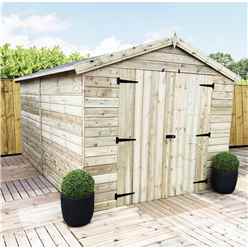 12 X 8 Windowless Premier Pressure Treated Tongue And Groove Apex Shed With Higher Eaves And Ridge Height And Double Doors  - 12mm Tongue And Groove Walls, Floor And Roof