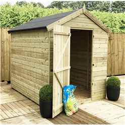 8 X 6 Premier Windowless Pressure Treated Tongue And Groove Single Door Apex Shed With Higher Eaves And Ridge Height - 12mm Tongue And Groove Walls, Floor And Roof