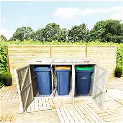 Deluxe Pressure Treated Wheelie Bin Store - Triple (3x 140L)