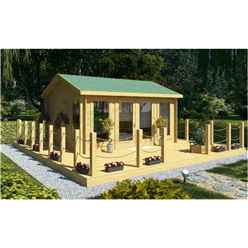 4.5m x 3.5m Log Cabin (2075) - Double Glazing (44mm Wall Thickness)