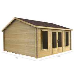 4.5m x 4.5m Log Cabin (2077) -  Double Glazing (44mm Wall Thickness)