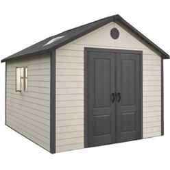  11 x 11 Life Plus Plastic Apex Shed With Plastic Floor  + 2 Windows (3.37m x 3.37m)