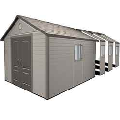 11 x 26 Life Plus Plastic Apex Shed With Plastic Floor  + 8 Windows (3.37m x 7.93m)