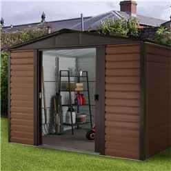 9ft 4" x 6ft 1" Woodgrain Metal Shed + Free Anchor Kit  (3.03m x 1.97m)