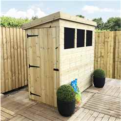 6 X 3 Pressure Treated Tongue And Groove Pent Shed With 3 Windows And Side Door + Safety Toughened Glass