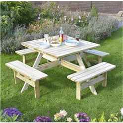 Deluxe Square Picnic Garden Table (6.5ft x 6.5ft)