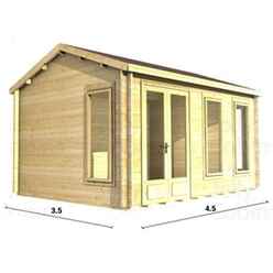 4.5m x 3.5m Log Cabin (2076) - Double Glazing (34mm Wall Thickness)