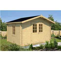 3.5m x 3m Budget Apex Log Cabin (202) - Single Glazing (28mm Wall Thickness)