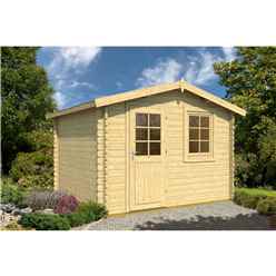 3.5m x 2.5m Budget Apex Log Cabin (207) - Single Glazing (28mm Wall Thickness)