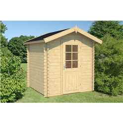 2.2m x 2.2m Budget Apex Log Cabin (219) - Single Glazing (28mm Wall Thickness)