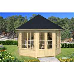 3.4m x 3.4m Budget Apex Log Cabin - Octagonal (223) - Double Glazing (40mm Wall Thickness)