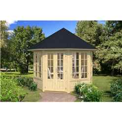 2.9m x 2.9m Budget Apex Log Cabin Octagonal (224) - Double Glazing (40mm Wall Thickness)