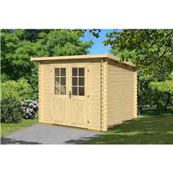 2.9m x 2.9m Budget Apex Log Cabin - Pent (232) - Single Glazing (28mm Wall Thickness)