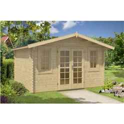 INSTALLED 4m x 4m Budget Apex Log Cabin (201) - Double Glazing (40mm Wall Thickness)