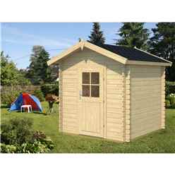 INSTALLED 2m x 2m Budget Apex Log Cabin (203) - Single Glazing (28mm Wall Thickness)