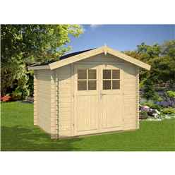 INSTALLED 3m x 2m Budget Apex Log Cabin (206) - Single Glazing (28mm Wall Thickness)