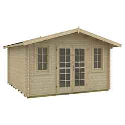 INSTALLED 4m x 4m Budget Apex Log Cabin (208) - Double Glazing (40mm Wall Thickness)