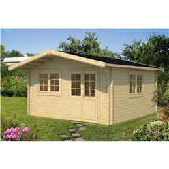 INSTALLED 5m x 5m Budget Apex Log Cabin (210) - Double Glazing (40mm Wall Thickness)