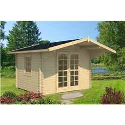 INSTALLED 3.2m x 3.2m Budget Apex Log Cabin (218) - Double Glazing (40mm Wall Thickness)