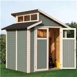 7 X 7 Skylight Shed - Double Doors - 19mm Tongue + Groove Walls, Floor + Roof - Painted Light Grey