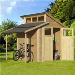 7 x 10 Skylight Shed With Lean To - Double Doors -19mm Tongue and Groove Walls, Floor + Roof