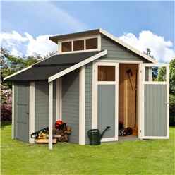 7 x 10 Skylight Shed Store - Double Doors -19mm Tongue and Groove Walls, Floor + Roof - Painted With Light Grey