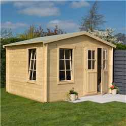 3.4m x 3m Retreat Apex Log Cabin - 19mm Wall Thickness (11 x 10)