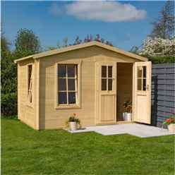 3.4m x 2.1m Studio Apex Log Cabin - 19mm Wall Thickness (11 x 7)