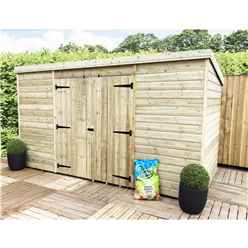 Bespoke 17 X 6 Pressure Treated Tongue And Groove Pent Shed With Double Doors (centre)and 2 Windows