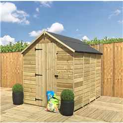 6 X 6  Windowless Pressure Treated Tongue And Groove Single Door Apex Shed (low Eaves)