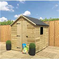 5 X 4 Pressure Treated Tongue And Groove Single Door Apex Shed (low Eaves) + 1 Window