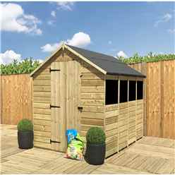 10 X 4 Pressure Treated Tongue And Groove Single Door Apex Shed (low Eaves) + 3 Windows