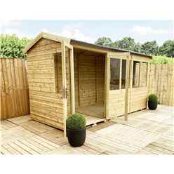 8 X 7 Reverse Pressure Treated Tongue And Groove Apex Summerhouse + Safety Toughened Glass + Euro Lock With Key + Super Strength Framing