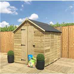 10 X 8  Windowless Pressure Treated Pressure Treated Tongue And Groove Single Door Apex Shed (low Eaves)