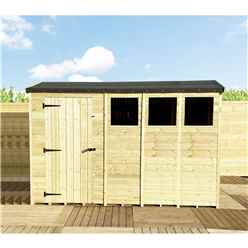 10 X 6  Reverse   Pressure Treated Tongue And Groove Single Door Apex Shed (high Eaves 72) + 3 Windows